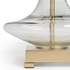 26" Clear Glass LED Table Lamp With Beige Drum Shade