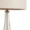 26" Clear Glass LED Table Lamp With Beige Drum Shade