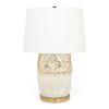 22" White and Gold Mercury Glass Table Lamp With White Cone Shade