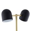 58" Black and Gold Two Light Floor Lamp With Black Bell Shade