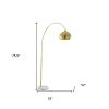 76" Brass Arched Floor Lamp With Brass Dome Shade