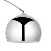 76" Chrome and White Arched Floor Lamp With Silver Metallic Dome Shade