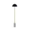 65" Gold and White Floor Lamp With Black Dome Shade