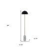 65" Gold and White Floor Lamp With Black Dome Shade