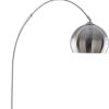 76" Chrome and Black Arched Floor Lamp With Silver Dome Shade