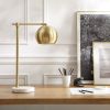 22" Brass Iron Desk Table Lamp With Brass Dome Shade