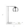 22" Silver Metallic Iron Desk Table Lamp With Silver Metallic Dome Shade