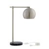 22" Gray Iron Desk Table Lamp With Gray Dome Shade