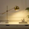23" Brass Iron Desk Table Lamp With Brass Dome Shade