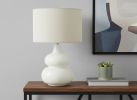 25" Cream Ceramic Gourd Table Lamp With Cream Drum Shade