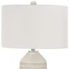 33" Ivory Ceramic Geometric Table Lamp With Cream Drum Shade