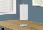 20" Gold and White Marble Round Arched Table Lamp With Ivory Drum Shade