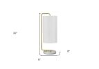 20" Gold and White Marble Round Arched Table Lamp With Ivory Drum Shade