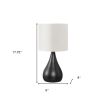 Set of Two 18" Black Metal Round Table Lamps With Ivory Drum Shade