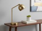 19" Gold Metal Round Table Lamp With Gold Dome Shade