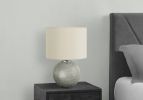 19" Gray Round Table Lamp With Ivory Drum Shade