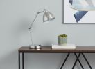 17" Nickel Metal Round USB Table Lamp With Nickel Dome Shade