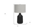 24" Black Concrete Urn Table Lamp With Gray Drum Shade