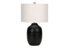 26" Black Ceramic Urn Table Lamp With Ivory Drum Shade