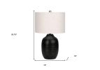 26" Black Ceramic Urn Table Lamp With Ivory Drum Shade