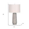 29" Gray and Silver Cylinder Table Lamp With Ivory Drum Shade