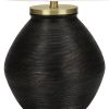 25" Black and Gold Concrete Round Table Lamp With Ivory Drum Shade