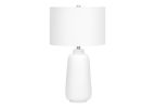 26" Cream Ceramic Cylinder Table Lamp With Cream Drum Shade