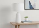 26" Cream Ceramic Cylinder Table Lamp With Cream Drum Shade