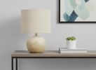 20" Beige Concrete Round Table Lamp With Beige Drum Shade