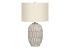 24" Cream Geometric Table Lamp With Cream Drum Shade