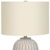 24" Cream Geometric Table Lamp With Cream Drum Shade