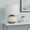 21" Cream Ceramic Round Table Lamp With Cream Drum Shade