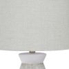 27" Gray and White Ceramic Round Table Lamp With Gray Drum Shade