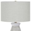 27" Gray and White Ceramic Round Table Lamp With Gray Drum Shade