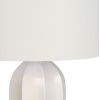 27" Cream Ceramic Geometric Table Lamp With Cream Drum Shade