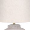 22" Cream Concrete Urn Table Lamp With Cream Abstract Empire Shade