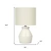 17" Cream Ceramic Geometric Table Lamp With Cream Drum Shade