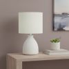 17" Cream Ceramic Round Table Lamp With Cream Drum Shade