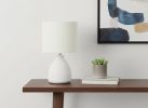 17" Cream Ceramic Round Table Lamp With Cream Drum Shade