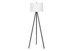 63" Black LED Light Changing Floor Lamp With Cream Fabric Drum Shade