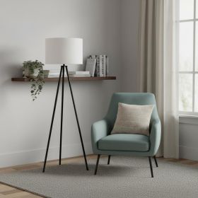 63" Black LED Light Changing Floor Lamp With Cream Fabric Drum Shade