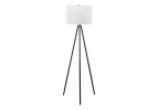 63" Black LED Light Changing Floor Lamp With Cream Fabric Drum Shade