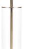 23" Clear Metal Cylinder USB Table Lamp With White Empire Shade