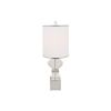 31" Clear And Silver Faux Crystal Geometric Table Lamp LED With White Drum Shade