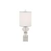 31" Clear And Silver Faux Crystal Geometric Table Lamp LED With White Drum Shade
