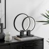 15" Black Metal Two Light Mod Round Circle LED Table Lamp