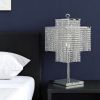 22" Silver Metal Four Light Square Table Lamp LED With Clear Crystal Novelty Shade