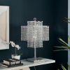 22" Silver Metal Four Light Square Table Lamp LED With Clear Crystal Novelty Shade