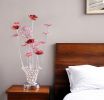 21" Silver and Clear Metal and Faux Crystal Red Roses Bedside Lamp