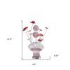 22" Silver and Clear Metal and Acrylic Red Rose Bedside Lamp